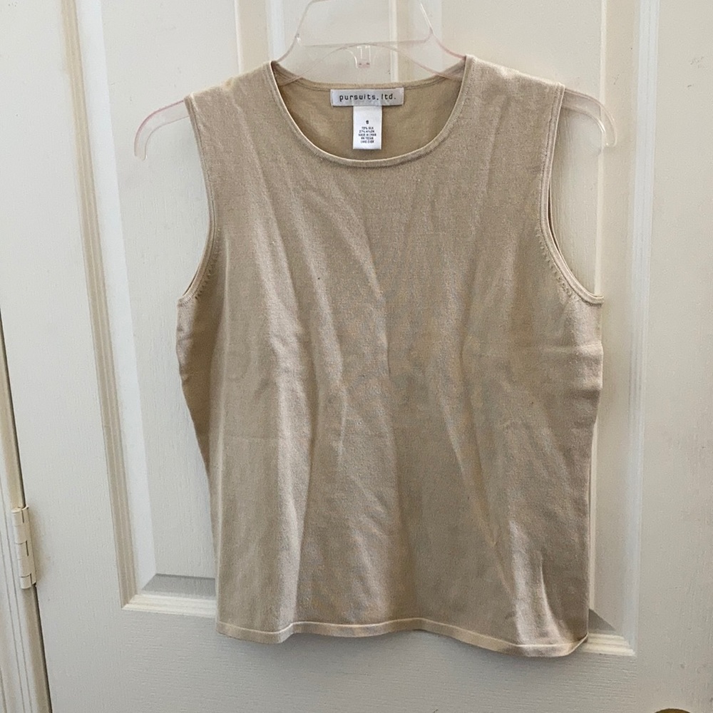 Ladies pursuits silk blend tank top small